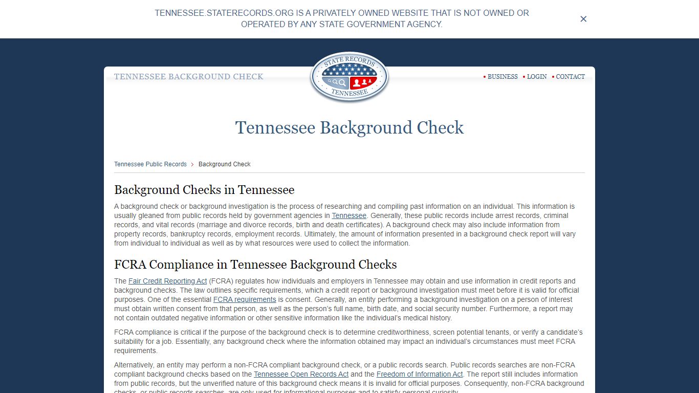 Tennessee Background Check | StateRecords.org